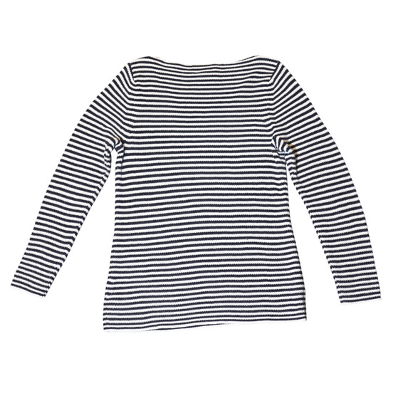 Lauren Ralph Lauren Navy White Striped Cotton Sweater Sz XL Nautical Preppy EUC - Picture 2 of 13